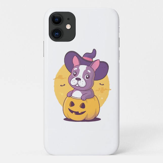 Capa Para iPhone 11 Frenchie Halloween (Verso)