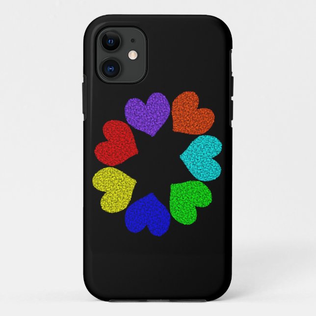 Capa Para iPhone 11 Frio Rainbow Love Hearts iPhone 5 Case (Verso)