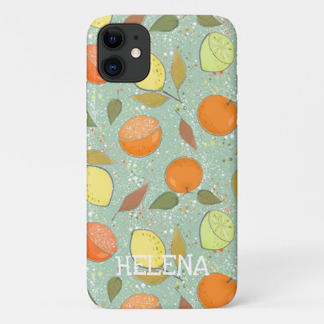Capa Para iPhone 11 Fruta com limões, laranjas (Verso)