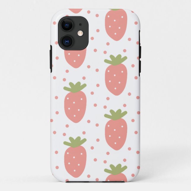 Capa Para iPhone 11 fruta, morango, imagem de fundo (Verso)