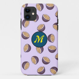 Capa Para iPhone 11 Frutas de paixão aguda monogramas púrpura