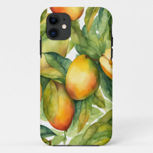 Capa Para iPhone 11 Frutas e Folhas de Manga