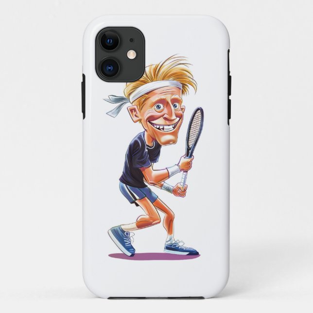 Capa Para iPhone 11 Funda movil caricatura tenista (Verso)