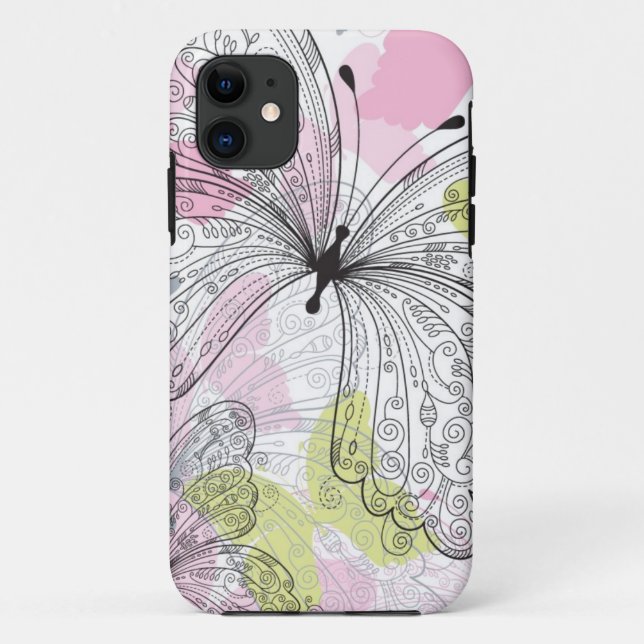 Capa Para iPhone 11 Fundo com borboleta (Verso)