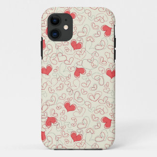 Capa Para iPhone 11 Fundo de Corações Corações Bonitos