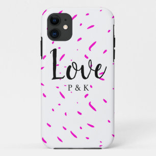 Capa Para iPhone 11 Fundo de nome de amor abstrato rosa minimalista si