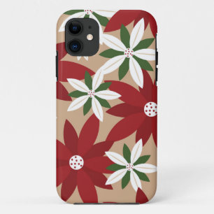 Capa Para iPhone 11 Fundo de Poinsettia de Natal