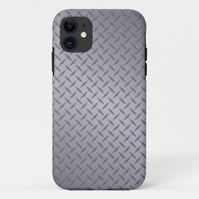 Capa Para iPhone 11 Fundo Diamondplate De Aço Com Cinza Profunda (Verso)