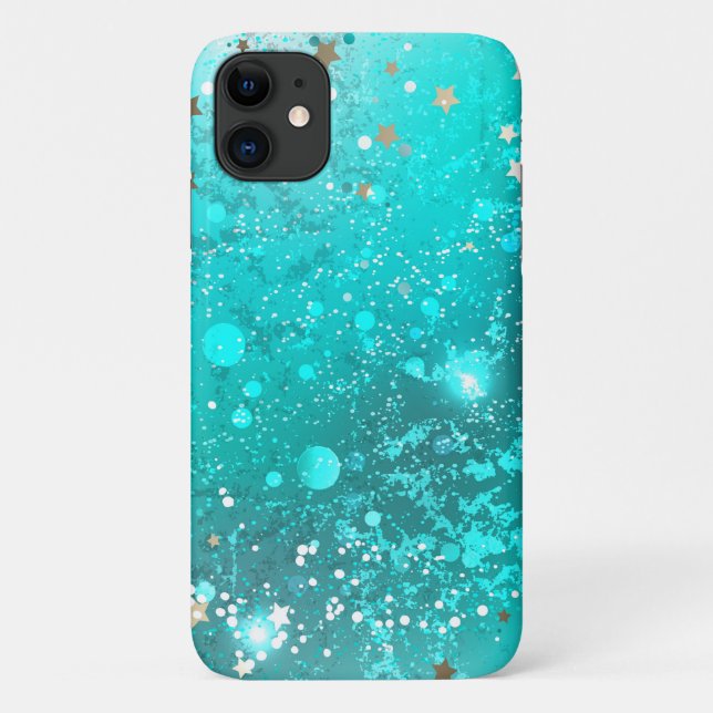 Capa Para iPhone 11 Fundo do Mint Turquoise Foil (Verso)