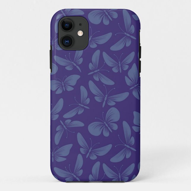 Capa Para iPhone 11 fundo noturno das borboletas (Verso)