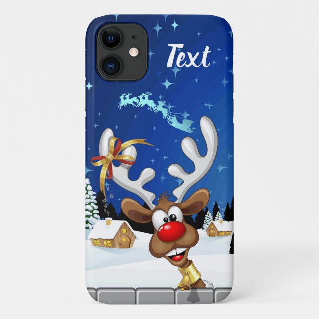 Capa Para iPhone 11 Funny Reindeer Peeking Christmas Meme  (Verso)