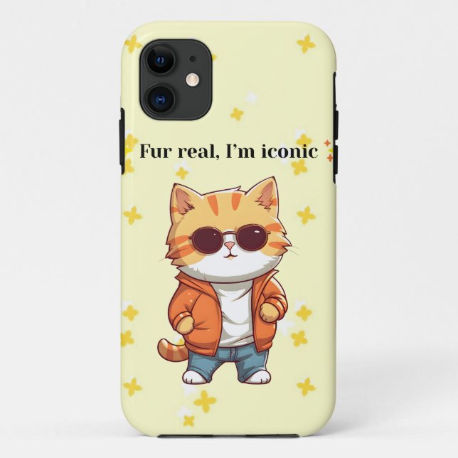 Capa Para iPhone 11 Fur Real, I’m Iconic | Funny Cat iPhone 11 Case (Verso)