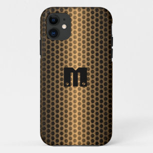 Capa Para iPhone 11 Furo Dourado de metal de aço inoxidável