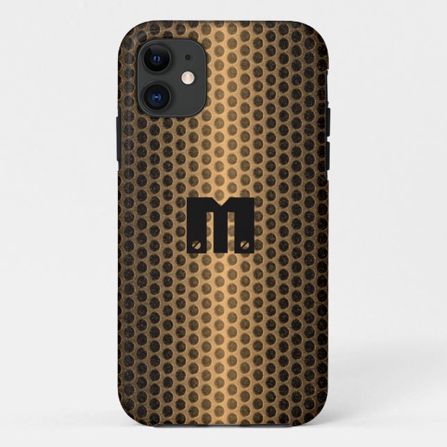 Capa Para iPhone 11 Furo Dourado de metal de aço inoxidável (Verso)