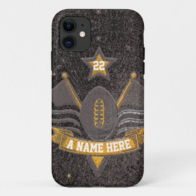 Capa Para iPhone 11 Futebol do Team Sports Black & Dourado Glitter Col (Verso)