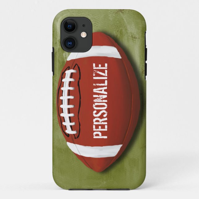 Capa Para iPhone 11 Futebol verde personalizado do Grunge (Verso)
