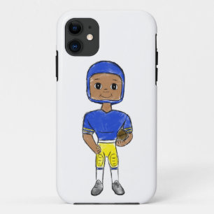 Capa Para iPhone 11 futebolista retrô vintage azul amarelo simples