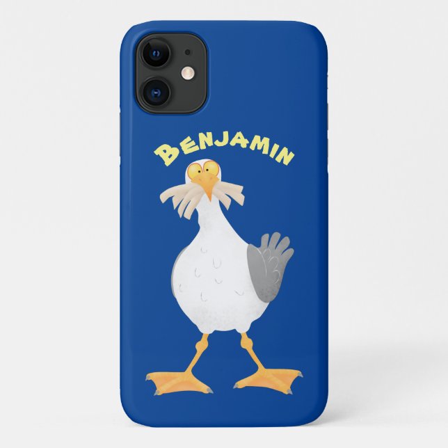 Capa Para iPhone 11 Gaivota engraçada com desenho francês (Verso)