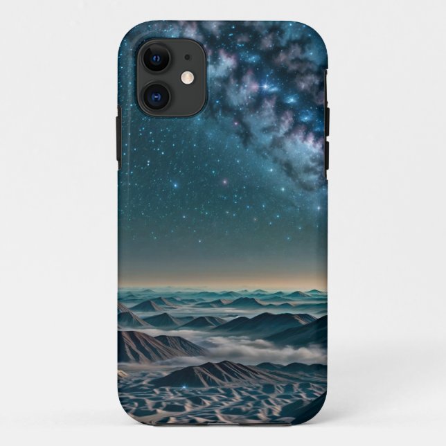 Capa Para iPhone 11 Galáxia da Via Láctea Sobre Montanhas do Deserto (Verso)