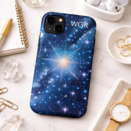 Capa Para iPhone 11 Galáxia de Estrelas no Monograma Espacial