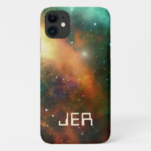 Capa Para iPhone 11 Galáxia Espacial Cosmica Personalizada Monogramada