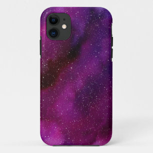 Capa Para iPhone 11 Galáxias de Aquarela rosa púrpura