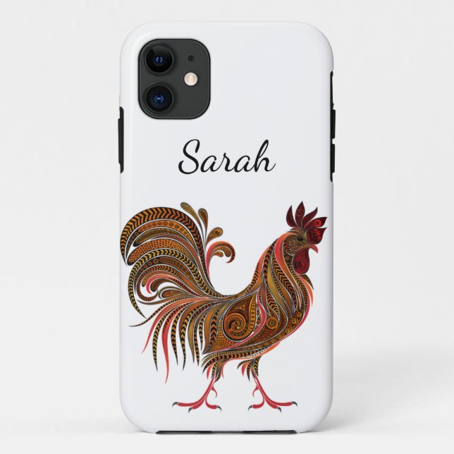 Capa Para iPhone 11 Galinha Design de Fazenda Bela- Artística (Verso)