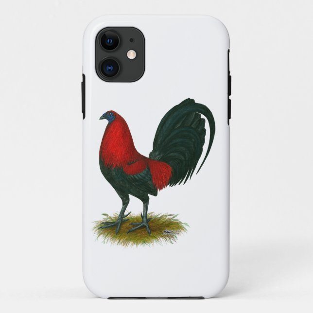 Capa Para iPhone 11 Galo de Briga Americano: Vermelho Castanho (Verso)