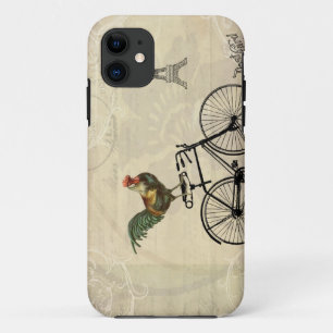 Capa Para iPhone 11 Galo do vintage que monta uma bicicleta pela torre