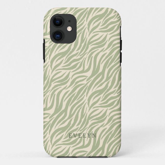Capa Para iPhone 11 Gamas de Tigre Selvagem Verde (Verso)
