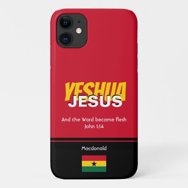 Capa Para iPhone 11 Gana Flag JESUS YESHUA Scripting Personalizado (Verso)
