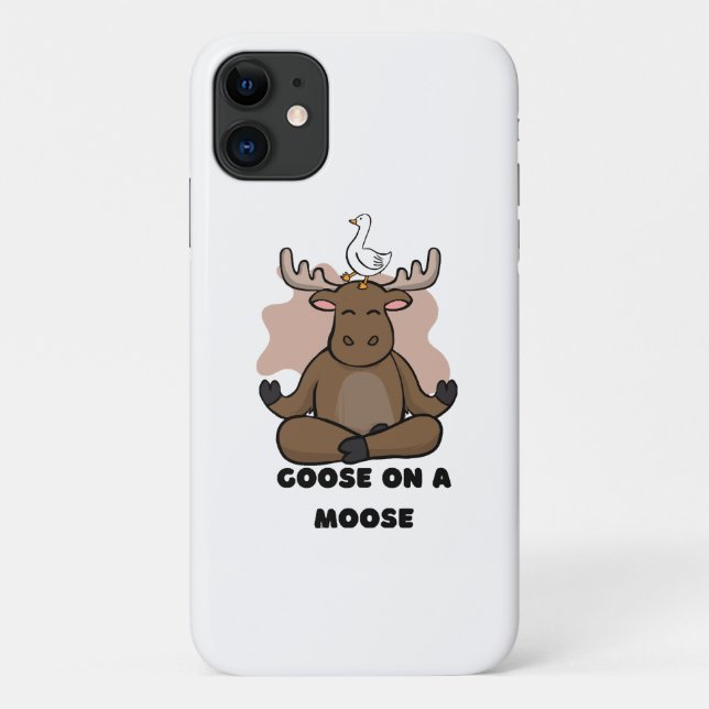 Capa Para iPhone 11 Ganso em um alce animal engraçado (Verso)