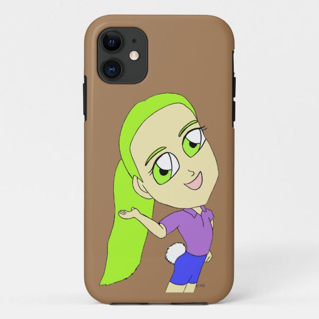 Capa Para iPhone 11 garota chibi com rabo de coelho (Verso)