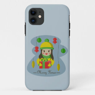 Capa Para iPhone 11 Garota com caixa de presentes de Natal