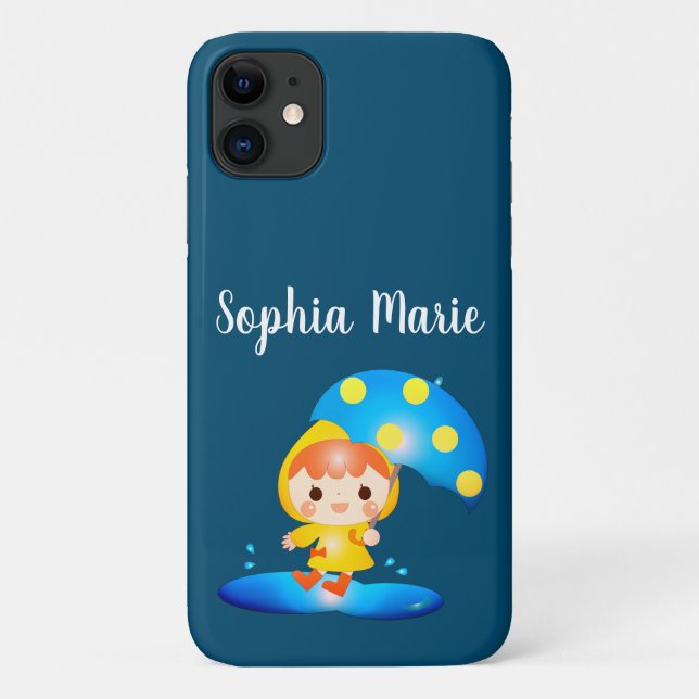 Capa Para iPhone 11 Garota Dançando Sob A Chuva (Verso)