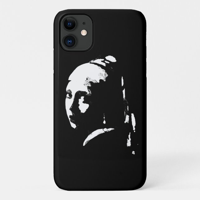 Capa Para iPhone 11 Garota de abstrato com brinco de pérolas (Verso)