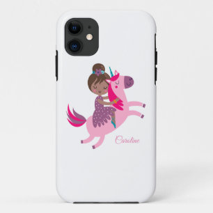 Capa Para iPhone 11 Garota de Brunette Caçada no Unicórnio