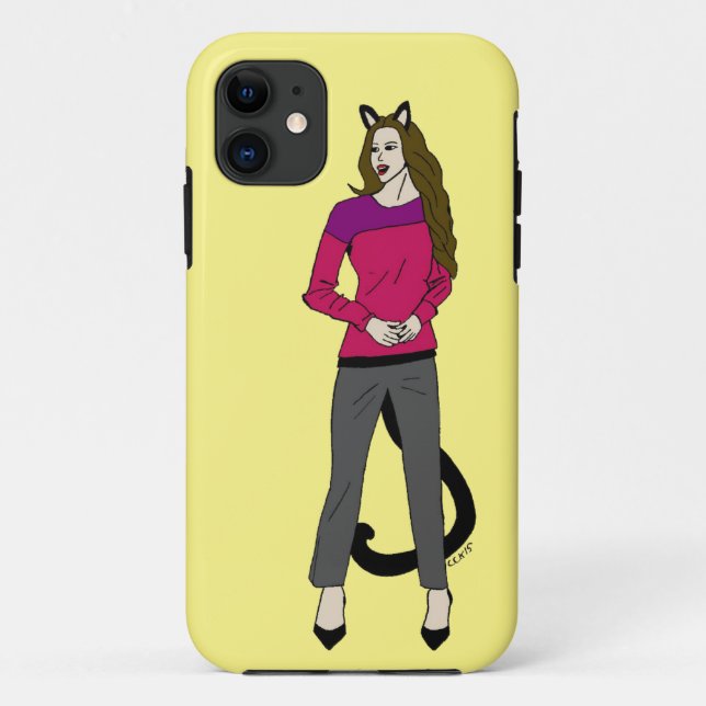 Capa Para iPhone 11 garota-gato   (Verso)