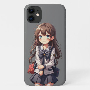 Capa Para iPhone 11 Garota japonesa da escola de animação
