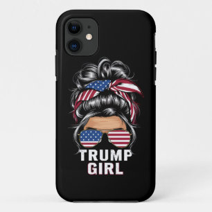 Capa Para iPhone 11 Garota Trump Coque Desarrumado Bandeira EUA Trump