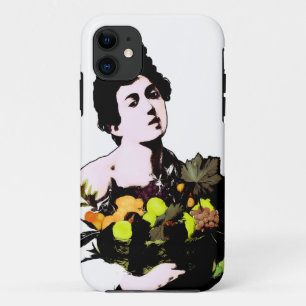 Capa Para iPhone 11 Garoto com Cesta de Fruta (Adicionar Cor de Fundo)