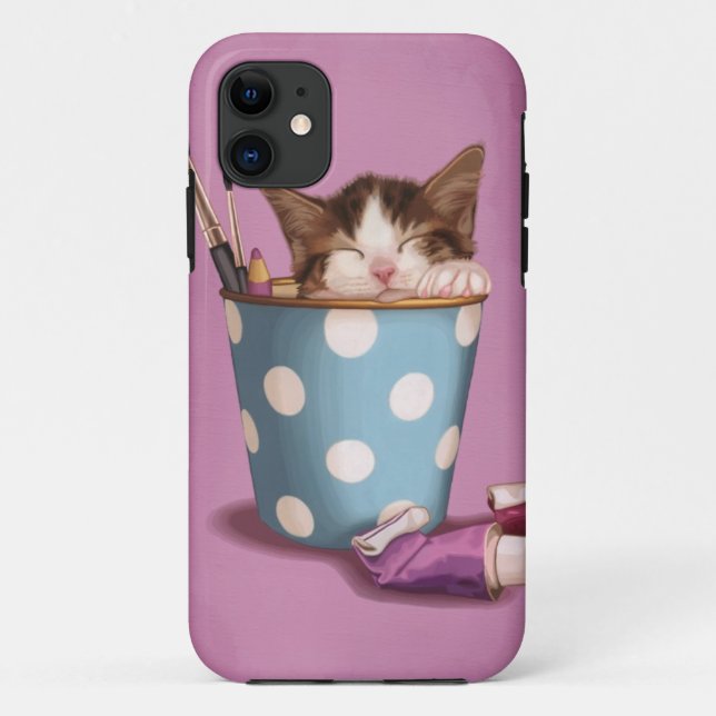 Capa Para iPhone 11 Gatinho do pote do lápis (Verso)