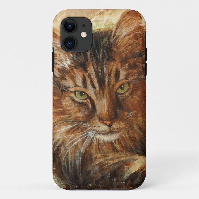 Capa Para iPhone 11 Gato 0005 no travesseiro (Verso)