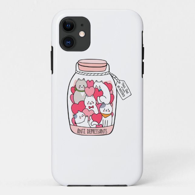 Capa Para iPhone 11 Gato Antidepressivo Engraçado Presente no Gato (Verso)