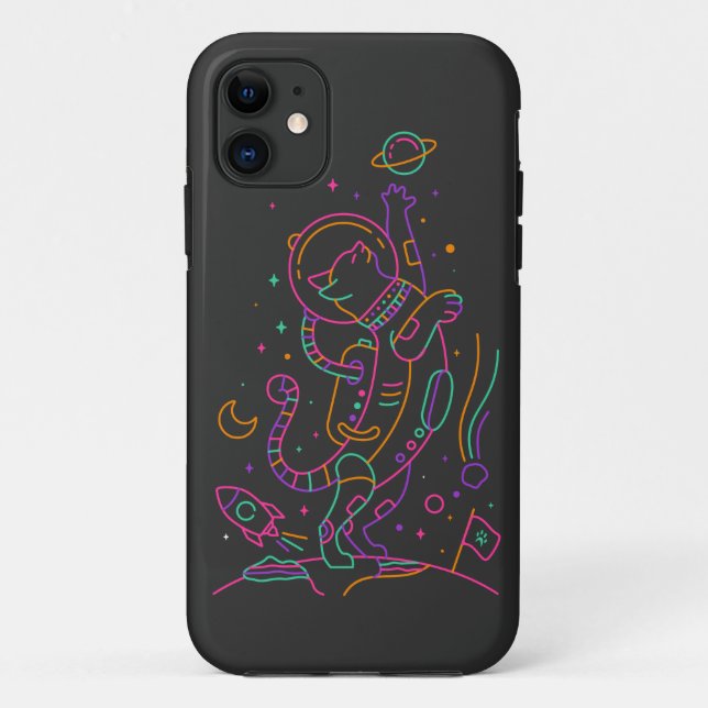 Capa Para iPhone 11 Gato Astro Vibrante (Verso)
