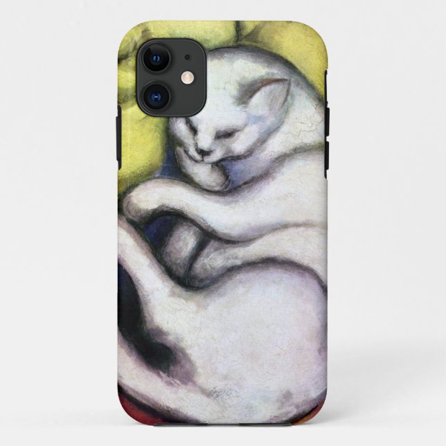 Capa Para iPhone 11 Gato branco, Franz Marc (Verso)