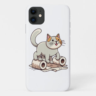 Capa Para iPhone 11 Gato Brincando com Papel Higiênico