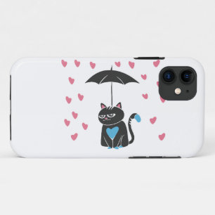Capa Para iPhone 11 Gato com guarda-chuva na cabeça - Escolha a cor de