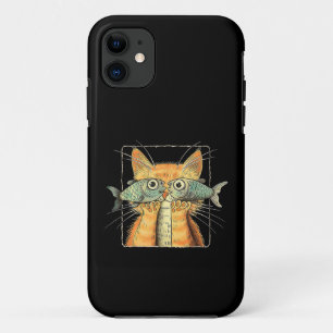 Capa Para iPhone 11 Gato com Olhos de Peixe Gatinho Paródia de Gato En