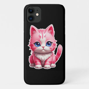 Capa Para iPhone 11 Gato de Gatinho Rosa Gelado